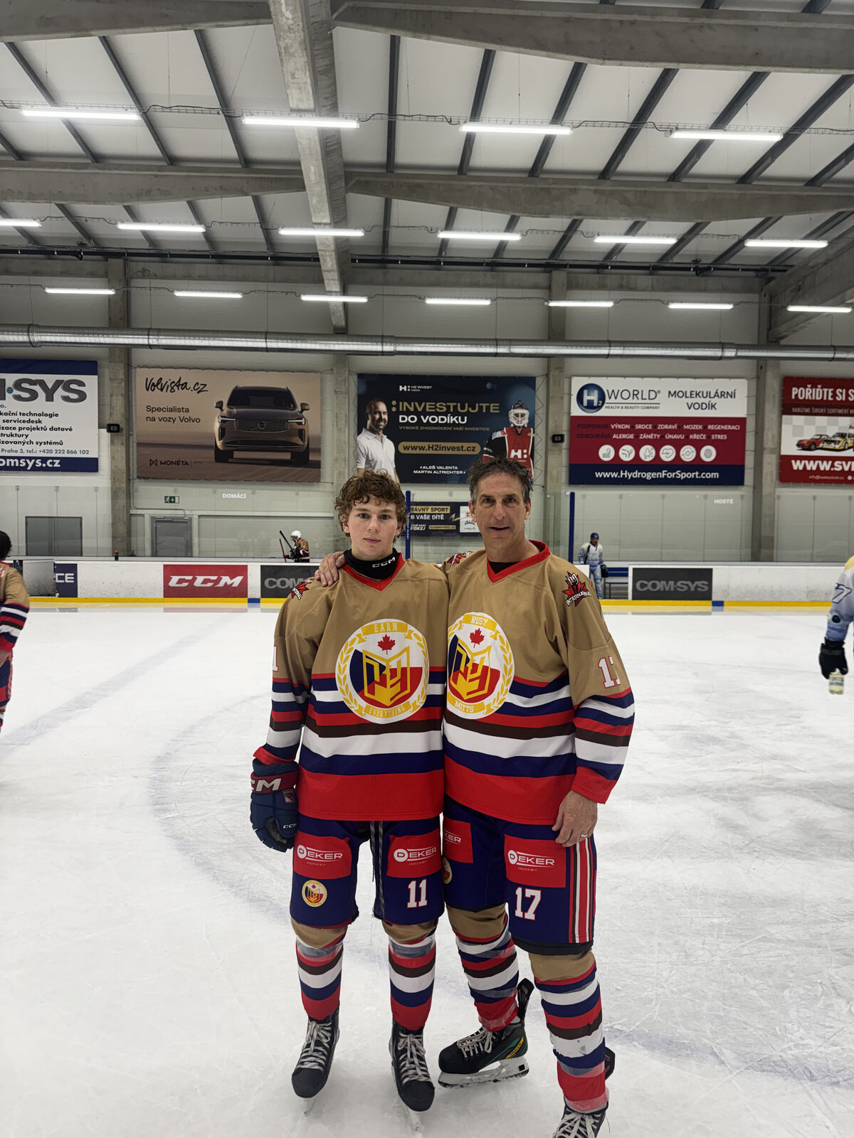 Father-and-son moment on European ice with Rusty Mitts